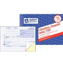 Einnahme- / Ausgabebeleg Avery Zweckform 1755 A6-quer 2 x 40 Blatt selbstdurchschreibend