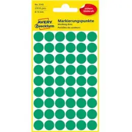 Markierungspunkte Avery Zweckform 3143 Ø 12mm rund, selbstklebend, grün, Pack 270 Stk/5 Blatt