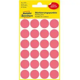 Markierungspunkte Avery Zweckform 3172 Ø 18mm rund, selbstklebend, leuchtrot, Pack 96 Stk/4 Blatt