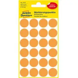 Markierungspunkte Avery Zweckform 3173 Ø 18mm rund, selbstklebend, leuchtorange, Pack 96 Stk/4 Blatt