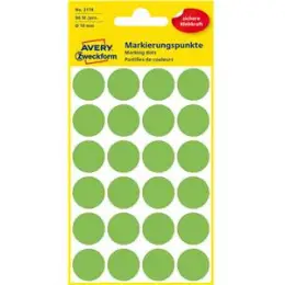 Markierungspunkte Avery Zweckform 3174 Ø 18mm rund, selbstklebend, leuchtgrün, Pack 96 Stk/4 Blatt