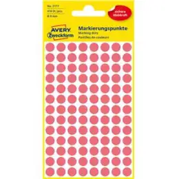 Markierungspunkte Avery Zweckform 3177 Ø 8mm rund, selbstklebend, leuchtrot, Pack 416 Stk/4 Blatt