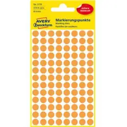 Markierungspunkte Avery Zweckform 3178 Ø 8mm rund, selbstklebend, leuchtorange, Pack 416 Stk/4 Blatt