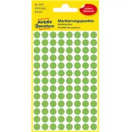 Markierungspunkte Avery Zweckform 3179 Ø 8mm rund, selbstklebend, leuchtgrün, Pack 416 Stk/4 Blatt