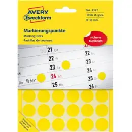 Markierungspunkte Avery Zweckform 3377 Ø 18mm rund, selbstklebend, gelb, Pack 1056 Stk/22 Blatt