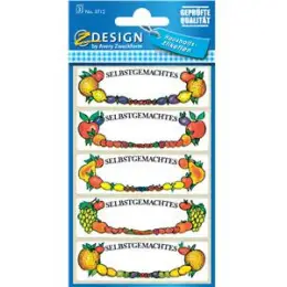 Einmach-Etiketten Avery Zweckform 3712 Z-Design 76 x 120 mm oval mehrfarbig selbstklebend, wiederablösbar, konturgestanzt, Pack 10 x 15 Stk/3 Blatt