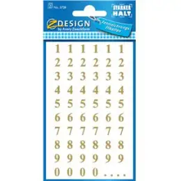 Selbstklebende Zahlen Avery Zweckform 3728 12mm gold/transparent, Pack 10 x 124 Stk