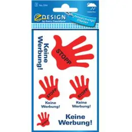 Keine-Werbung-Etiketten Avery Zweckform 3741 Z-Design rot/blau, Folie, selbstklebend, konturgestanzt, Pack 5 Stk/1 Blatt