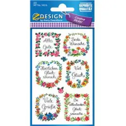 Schmuck-Etiketten Avery Zweckform 54216 Z-Design "Widmung", beglimmert, selbstklebend, konturgestanzt, Pack 10 x 12 Stk/2 Blatt