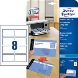 Visitenkarten Avery Zweckform C32015-25 Premium 85x54mm, 260g, weiß, matt, Inkjet, Pack 200 Stk