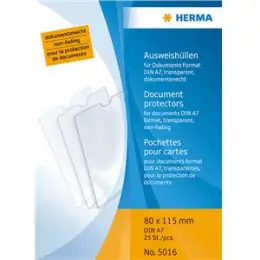 Ausweishüllen Herma 5016 A7 80x115mm, für Personalausweis, Pack 25 Stk