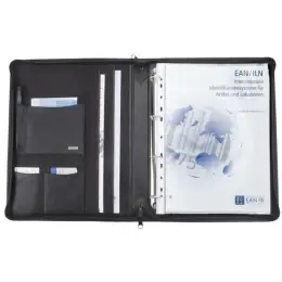 Ringbuchmappe Alassio 30010 Bologna A4, Nappaleder umlaufender Reißverschluss, schwarz,