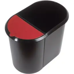 Papierkorb Helit H6103992 20 Liter schwarz +1Einhängeteil mit Deckel 9l rot