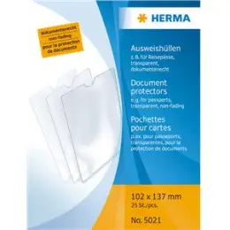 Ausweishüllen Herma 5021 102x137mm, für Reisepässe, Pack 25 Stk