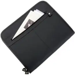 Schreibmappe Alassio 30013 Milano A4, Leder, schwarz, umlaufender Reißverschluss