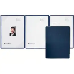 Bewerbungsmappe Pagna 22022-02 Square blau Karton, 2 Klemmschienen mit Cornerfix, Pack 10 Stk