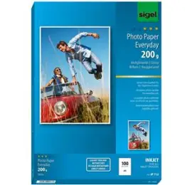 Fotopapier Sigel IP712 A4 200g hochglänzend weiß Everyday-Plus, Pack 100 Blatt