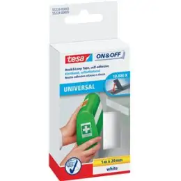 Klettband Tesa 55224-00003-01 On & Off Universal 20mm x 1m weiß selbstklebend