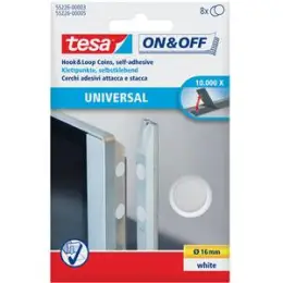 Klettpunkt Tesa 55226-00003-01 On & Off 16mm weiß selbstklebend, Pack 8 Stk