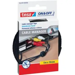 Kabelbinder-Band Tesa 55239-00000-01 On & Off Cable Manager 10mm x 5m schwarz Universal