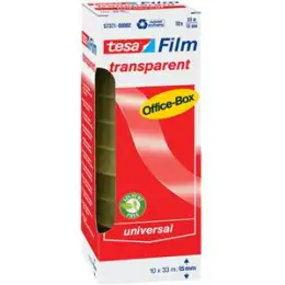 Klebefilm Tesa 57371-00002-00 tesafilm 15mm x 33m, PP-Folie, transparent, Pack 10 Rollen