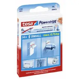 Doppelseitiger Selbstklebestrip Tesa 57550-00014-01 Powerstrips Small 1,4 cm x 3,4 cm, weiß, Pack 14 Stk