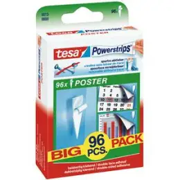 Doppelseitiger Selbstklebestrip Tesa 58213-00000-03 Powerstrips Poster 4,0 cm x 2,0 cm, weiß, Big Pack, Pack 96 Stk