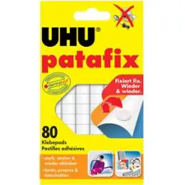 Klebepads UHU 48810 patafix wiederablösbar weiß, Pack 80 Stk