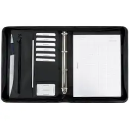 Ringbuchmappe Alassio 30060 Office Set A4, Kunstleder, Adressbuch, Taschenrechner, umlaufender Reißverschluss, schwarz
