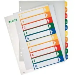 Projekt Register Leitz 1293-00-00 12930000 A4+ maxi, Zahlen 1-10, Kunststoff (PP), farbig, PC-beschriftbar