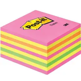 Haftnotizwürfel Post-it 2028-NP Notes 76 x 76 mm, Papier, Würfel 450 Blatt, 4 Neon-Farben: pink, gelb, orange, grün