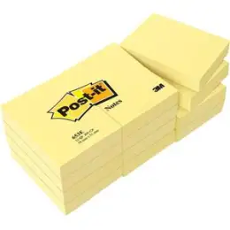 Haftnotiz Post-it 653E Notes 38 x 51 mm, Block mit 100 Blatt, gelb, Pack 12 Blöcke