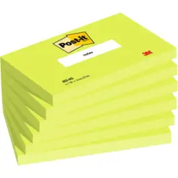 Haftnotiz Post-it 655-NG Notes 127 x 76 mm, Block mit 100 Blatt, neongrün, Pack 6 Stk