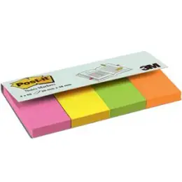Haftstreifen Post-it 670-4N Page Marker 20 x 38 mm, neonfarben, Etui 4 Blöcke je 50 Blatt/200 Stk