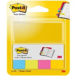 Haftstreifen Post-it 670-4U Page Marker 20 x 38 mm, ultrafarben, Etui 4 Blöcke je 50 Blatt/200 Stk