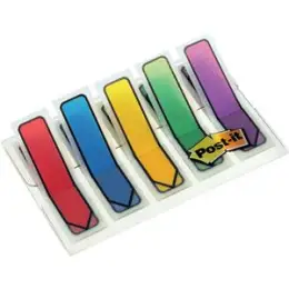 Haftstreifen Post-it 684-ARR1 Index Pfeile 11,9 x 43,2 mm, Pfeile, sortiert, rot, blau, gelb, grün, lila, Pack 5 Spender je 20 Stk