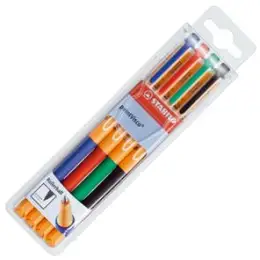 Tintenroller Stabilo 1099/4 pointVisco 0,5mm, Metallspitze, mit Kappe, 4er-Etui, 1x schwarz, blau, rot, grün