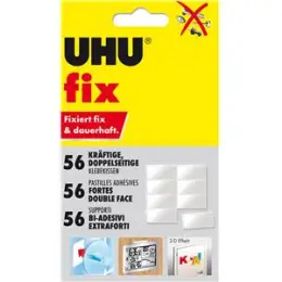 Klebekissen UHU 48805 fix doppelseitig, kräftig, Belastbarkeit: 300g/Klebekissen, Pack 56 Stk