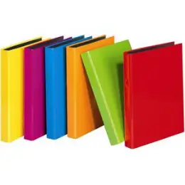 Ringbuch Veloflex 1141300 Velocolor A4, 2 Ringe Ø 25 mm, Karton glanzkaschiert, D-Ring-Mechanik, farblich sortiert, gelb, hellrot, orange, hellgrün, hellblau, pink