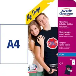 Transferfolie Avery Zweckform MD1004 A4, zum Aufbügeln auf T-Shirt, Inkjet, Pack 8 Blatt