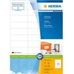 Etiketten Herma 4455 Premium 70 x 25,4 mm selbstklebend, weiß, Inkjet Laser Kopierer, Pack 3300 Stk/100 Blatt