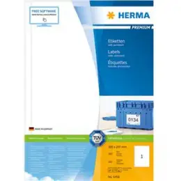 Etiketten Herma 4458 Premium 200 x 297 mm selbstklebend, weiß, Inkjet Laser Kopierer, Pack 100 Stk/100 Blatt