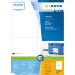 Etiketten Herma 4627 Premium 105 x 148 mm weiß, selbstklebend, Inkjet Laser Kopierer, Pack 800 Stk/200 Blatt