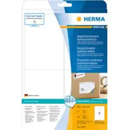 Adressetiketten Herma 10019 Special 99,1 x 139 mm weiß selbstklebend repositionierbar, Inkjet Laser Kopierer, Pack 100 Stk/25 Blatt