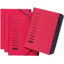Ordnungsmappe Pagna 24122-01 A4, 12-Fächer, Pressspan-Einband, Eckspanngummi, rot