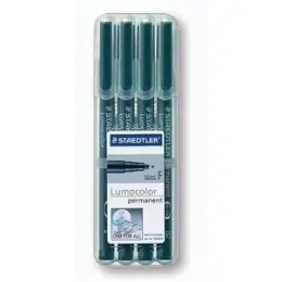 Universalstift Staedtler 318-9WP4HZ Lumocolor permanent F 4er-Etui, Schreibfarbe: schwarz, Pack 10 Stk