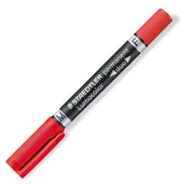 Permanentmarker Staedtler 348-2 Lumocolor permanent duo 0,6mm (F) + 1,5mm (M), zwei Rundspitzen, rot