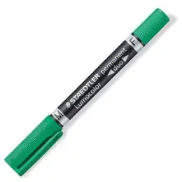 Permanentmarker Staedtler 348-5 Lumocolor permanent duo 0,6mm (F) + 1,5mm (M), zwei Rundspitzen, grün