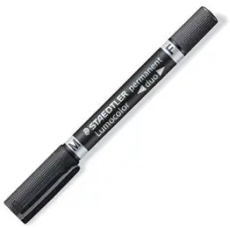 Permanentmarker Staedtler 348-9 Lumocolor permanent duo 0,6mm (F) + 1,5mm (M), zwei Rundspitzen, schwarz