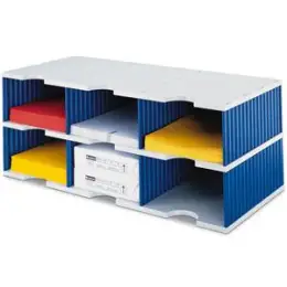 Basis-Einheit Styro 268-0322.38 styrodoc trio Standard, 6 Fächer, 2 Etagen, blau/grau, 723x293x331mm